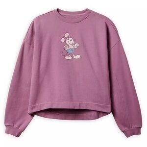 Disney WDW Mickey Mouse Genuine Mousewear Pullover Cropped Sweatshirt Plum XL
